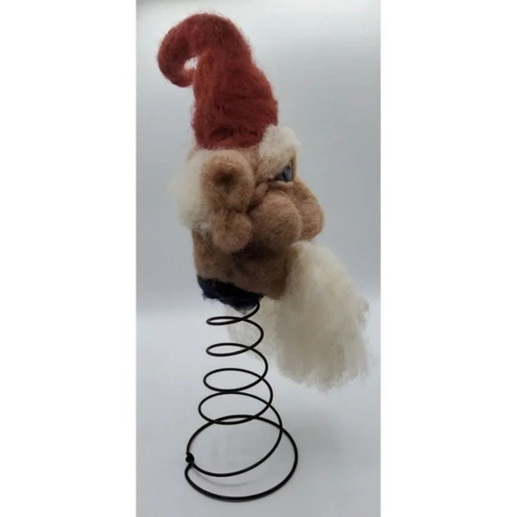 Needle Felted Man or Santa ? Beard & Hat DETAILED Tree Topper Table Decor - Picture 6 of 9